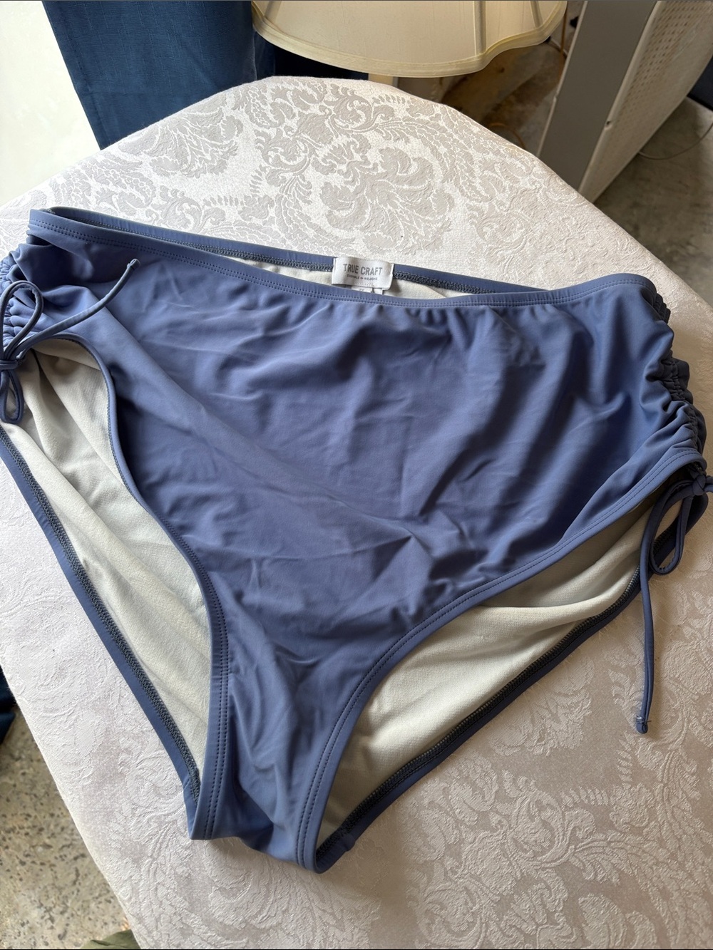 True Craft Slate Blue High-Rise Bikini Bottom with Side Ties